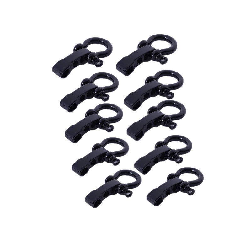 DODXIAOBEUL 10 Set Adjustable Alloy Umbrella Rope Holder, U Shape Anchor Shackle, Does Not Fade (Black) - Image 1